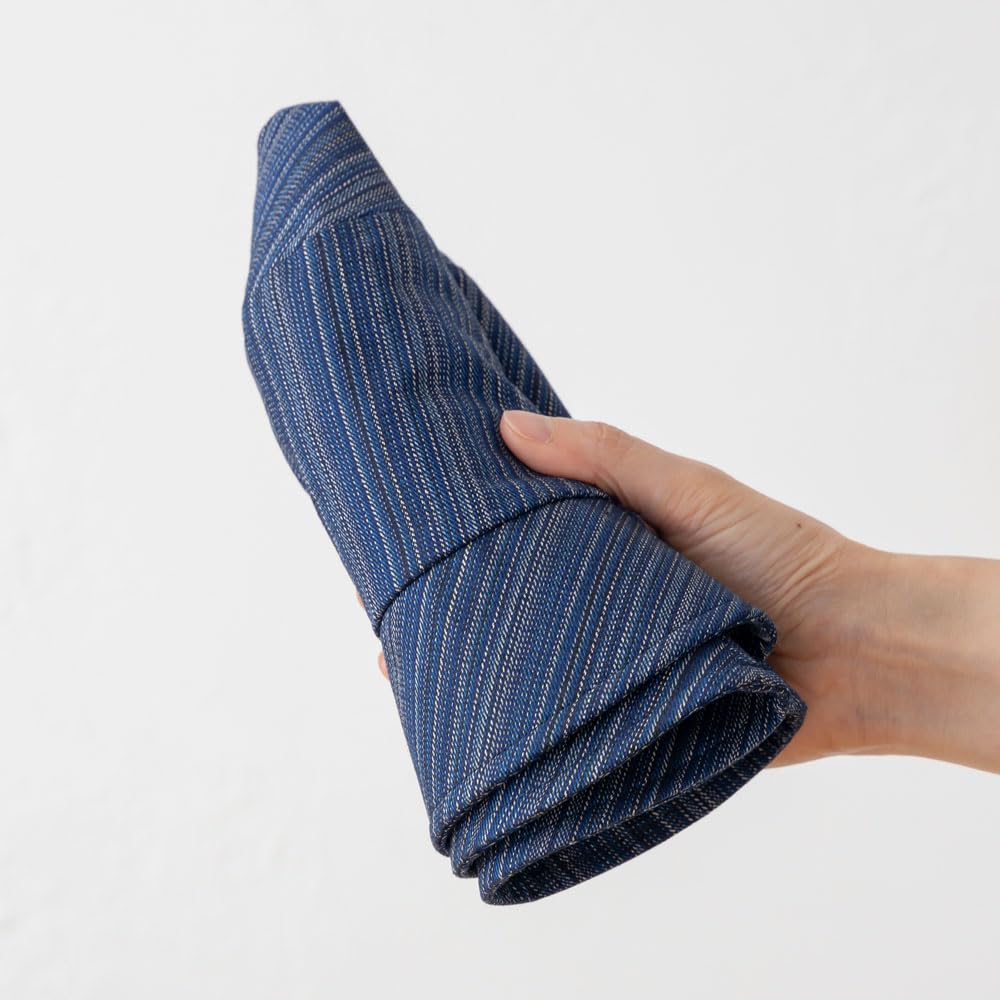 Crushable Foldable Hat Made In Japan Striped Banshu Weave Stripes (M, Navy)