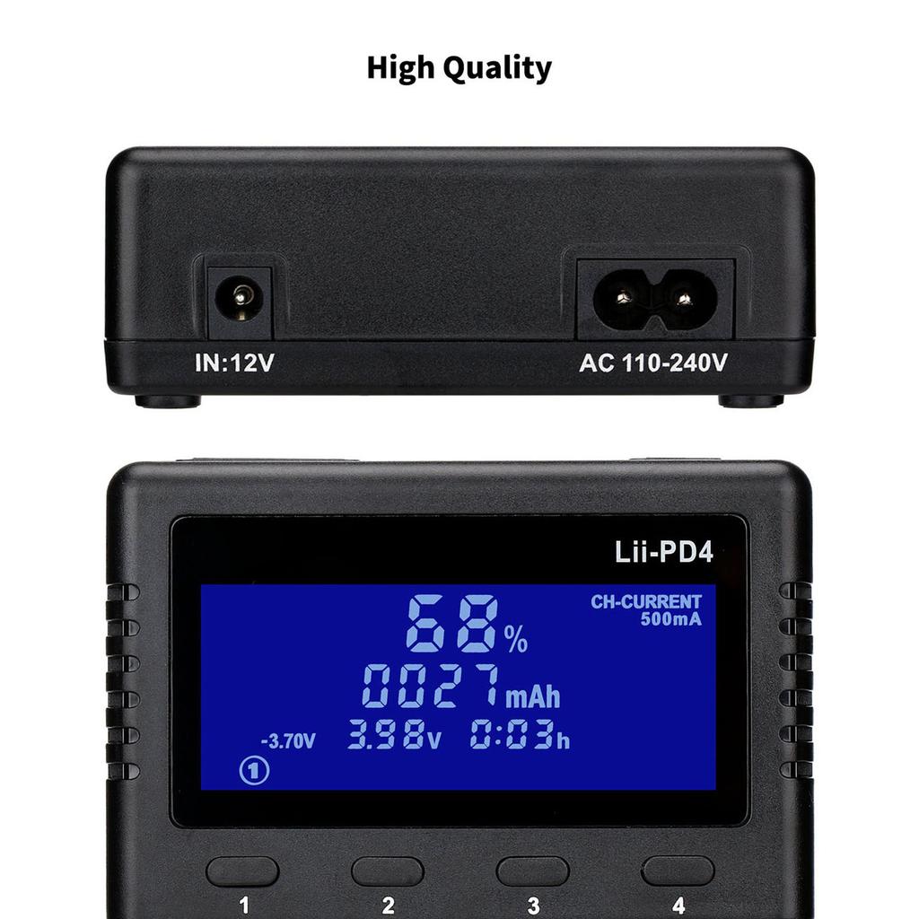 Smartes Batterieladegerät 4 Slots LCD-Anzeige Universelles Batterieladegerät für 26650 20700 18650 18350