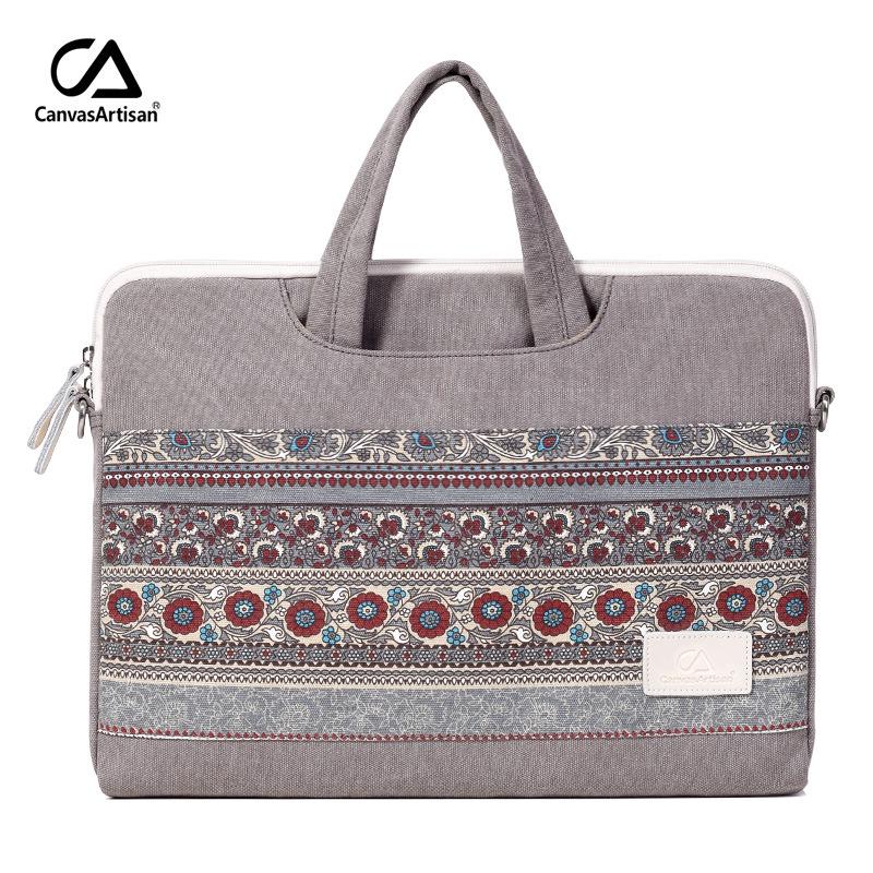 

Canvasartisan Ethnic Style Canvas Laptop Handbag 14-inch светло-серый
