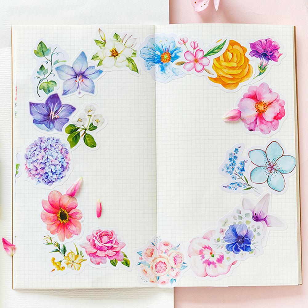 45pcs/set Kawaii Journal Cute Diary Flower Stickers Scrapbooking Stationery Decoration