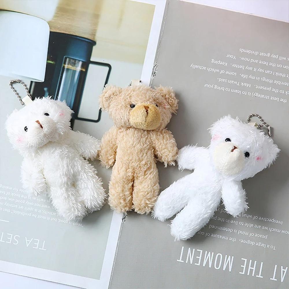 White Cute Blush Teddy Bear Keychain Bag Pendant Plush Pendant School Bear To Gift Season/Christmas/New Fashion Year Back