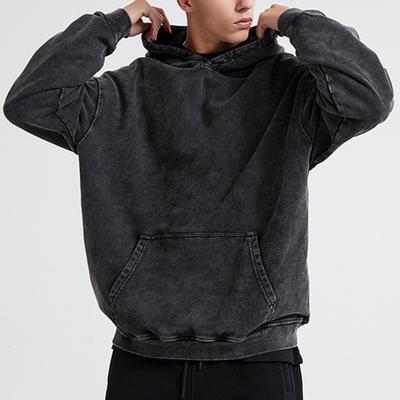 Jesienna męska bluza z kapturem luźna gruba luźna duża naszywana kieszeń z długim rękawem Vintage Unsiex hiphopowy sweter sweter jednokolorowy top damski