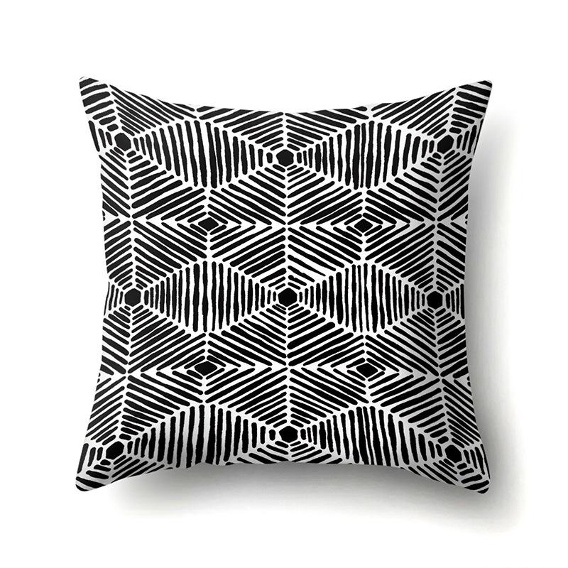 Polyester Pillow Case Car Decoration Home Printed Black and White Geometric Car Cushion Head Cushion Cover