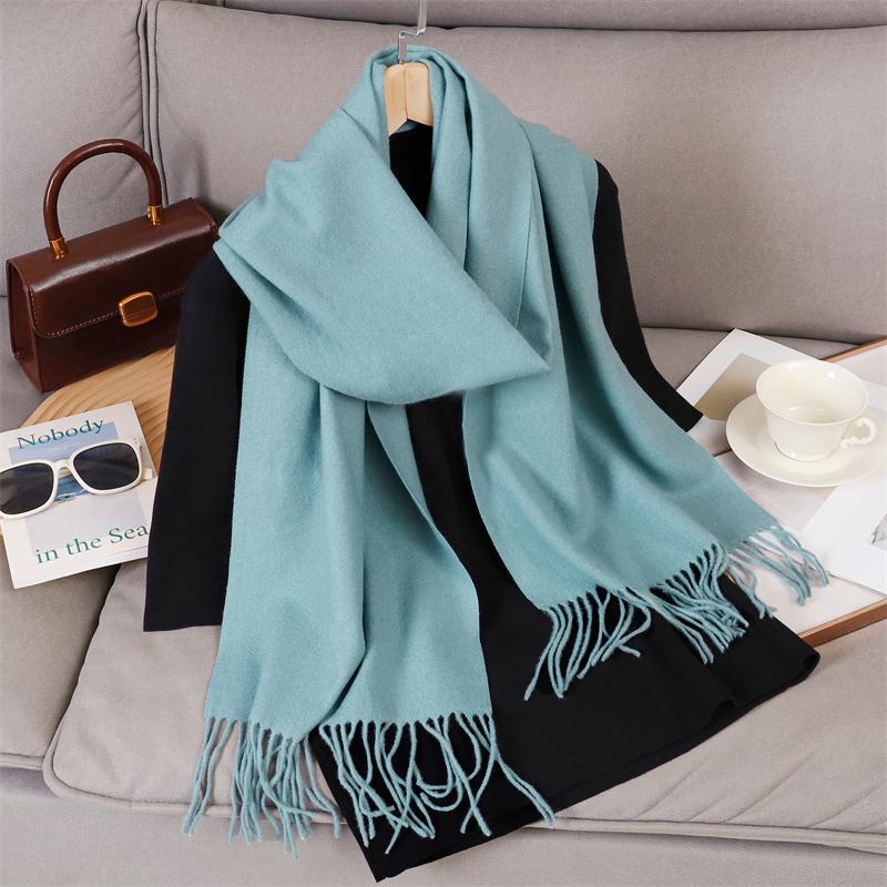 69 Colors Winter Scarf for Women Warm Cashmere Scarves Hijab Solid Lady Long Shawl Wrap Female Pashmina Bandana Poncho Stoles