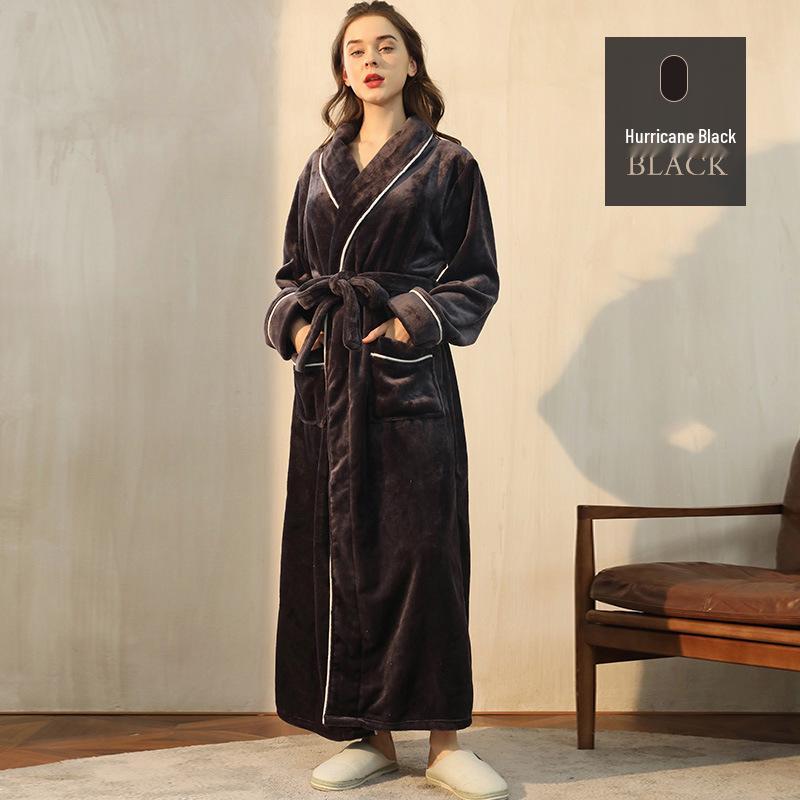 Couples' Thickened Winter Flannel Bathrobes - Men's Towel Style & Women's Coral Fleece Robes