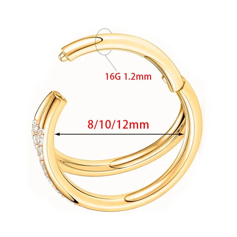 G23 Titanium Helix Piercing Earring Hoop Double Line 5A Clear CZ Paved Septum Ring Cartilage Daith Helix Piercing Body Jewellery