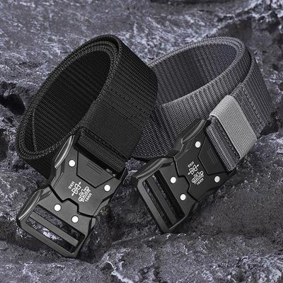 Vielseitiger Militär-Trainingsgürtel für Studenten im Freien – lässig, atmungsaktiv, einfaches Sportdesign mit Schnalle aus Legierung und Nylon-Imitat