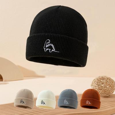Autumn & Winter Multicolor Dinosaur Knit Beanies: Cute, Eye-Catching Hats for Kids