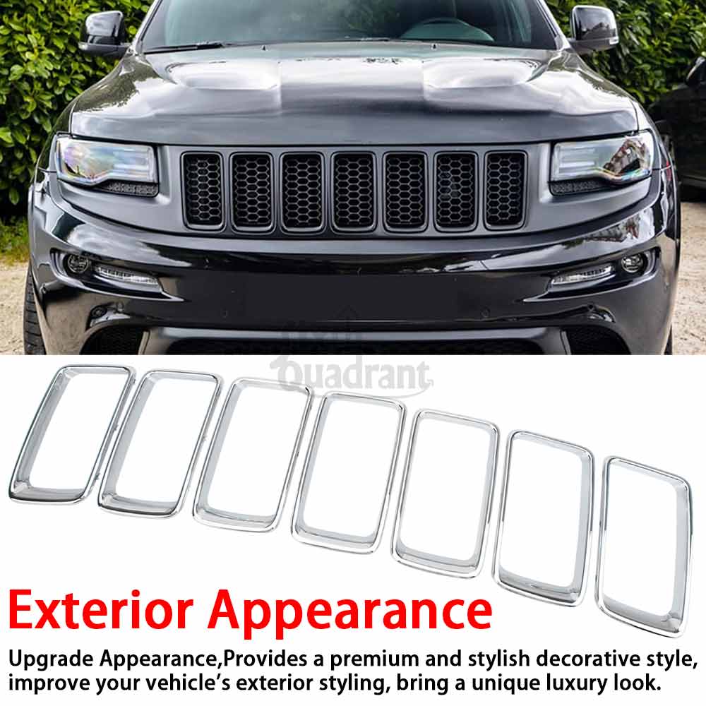 7pcs/set Front Bumper Grille Grill Inserted Ring Trim Cover ABS Plastic For 2014 2015 2016 Jeep Grand Cherokee Car Accessories