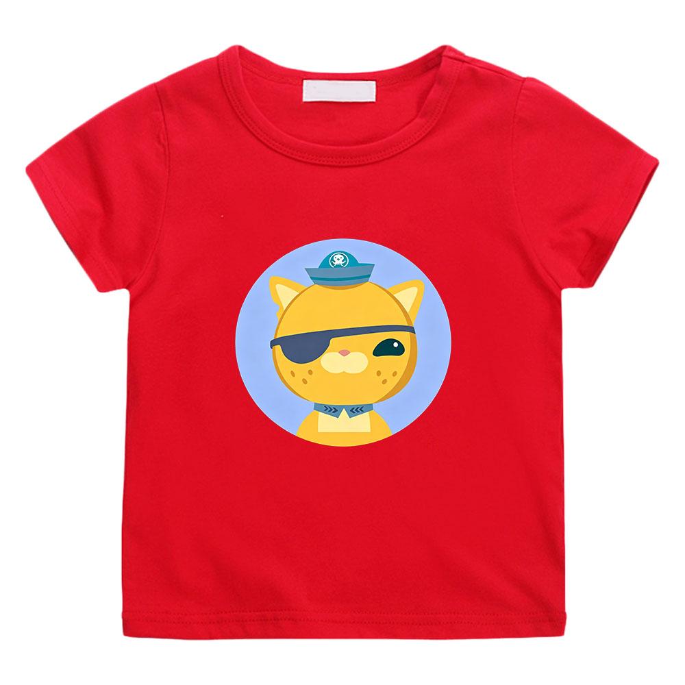 The Octonauts Children s T-shirt Cartoon Print 100 %Cotton Tees Round Neck Cute Boys Girls Short Sleeve Casual Kids Top Summer 100 красный