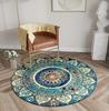 Bohemian Style Round Rug Golden Indoor Carpet Bedroom Non-slip Round Mat Ideal for Living Room Study Bathroom Interior Decor