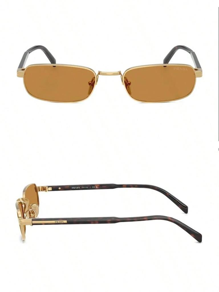 Prada 0PRB54S Gold Rectangle Sunglasses