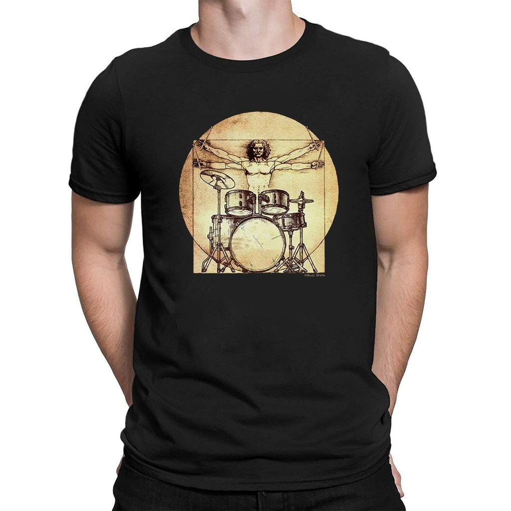 Da Vinci Drummer T-Shirt Mens Womens Tees Top Mens Cotton Tee Funny Urban Music Art Gift