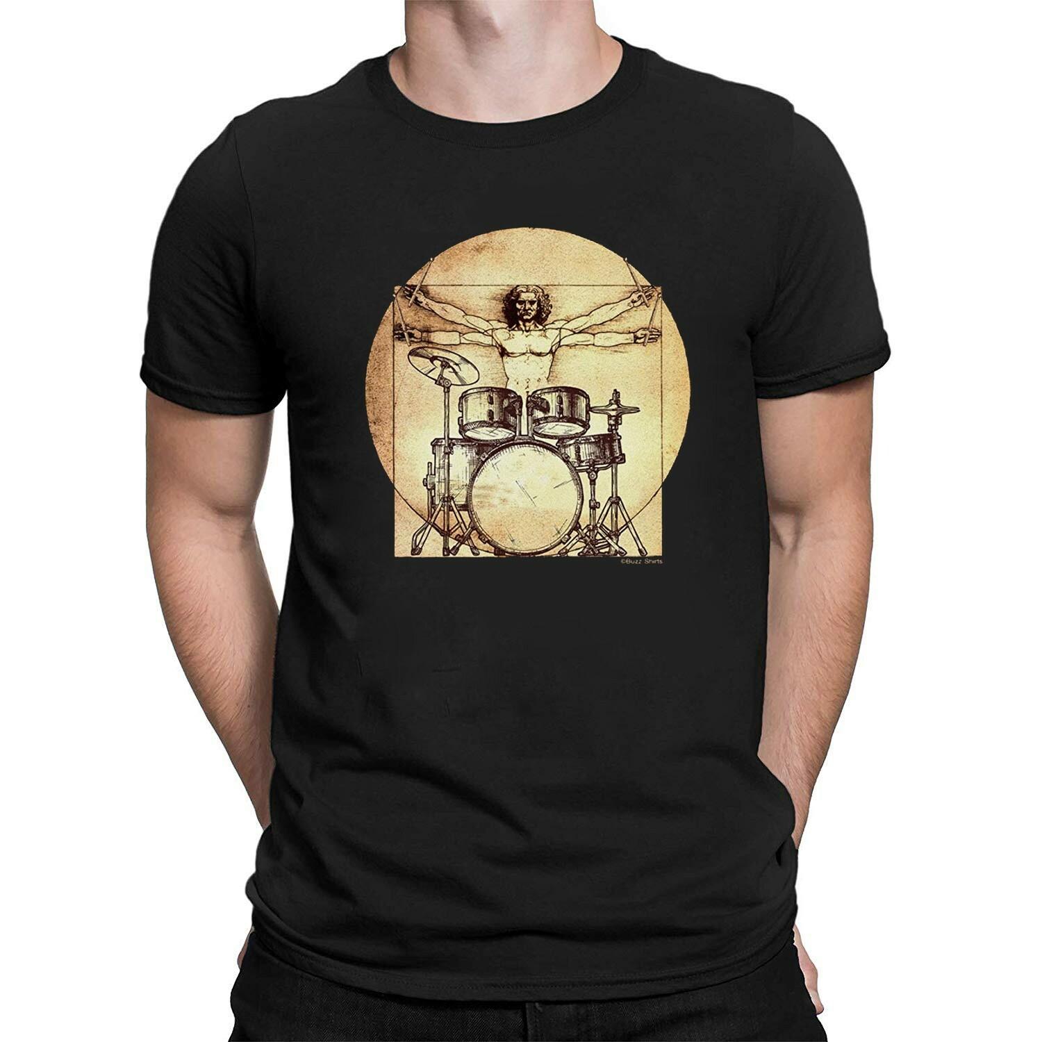 Da Vinci Drummer T-Shirt Mens Cotton Tee Funny Urban Music Art Gift S разноцветный
