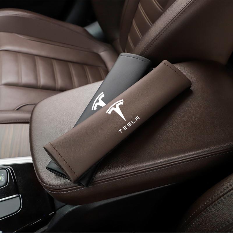 MAJ3 Car Seat Belt Protection Shoulder Cushion Accessories For Tesla Cybertruck Y S Bonina Model 3 X Highland Juguete Roadster Coil
