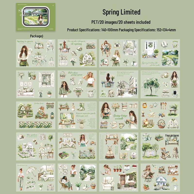 Spring Garden Sticker Book: Beautiful Day Series - 4 Styles of Character Materials