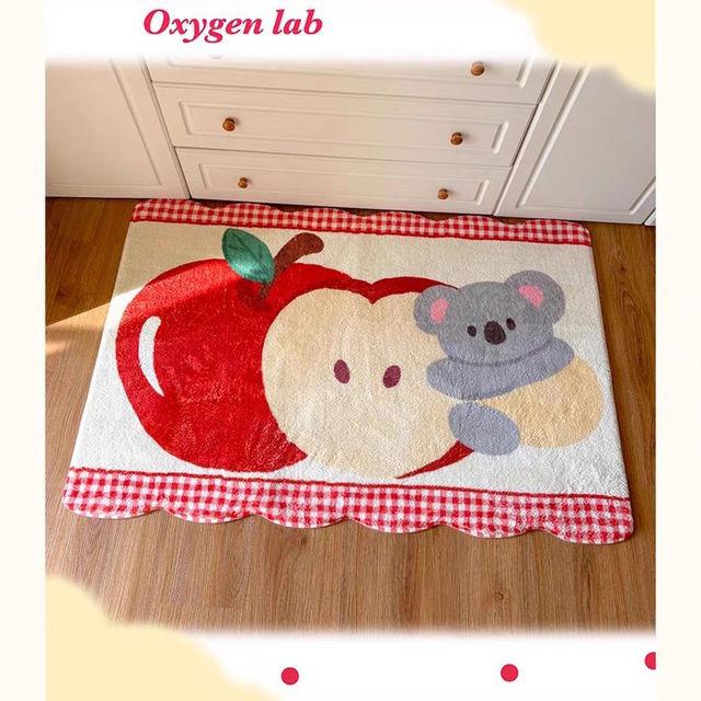 Koala Baby Imitation Cashmere Carpet Cartoon Creative Personality Girl Bedroom Bed Decoration Cute Red Apple Floor Mat 50cmx80cm красный