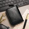 Men RFID Blocking Credit Card Holder Wallet, Genuine Leather Zipper Card Case, Accordion Card Organizer Coin Purse