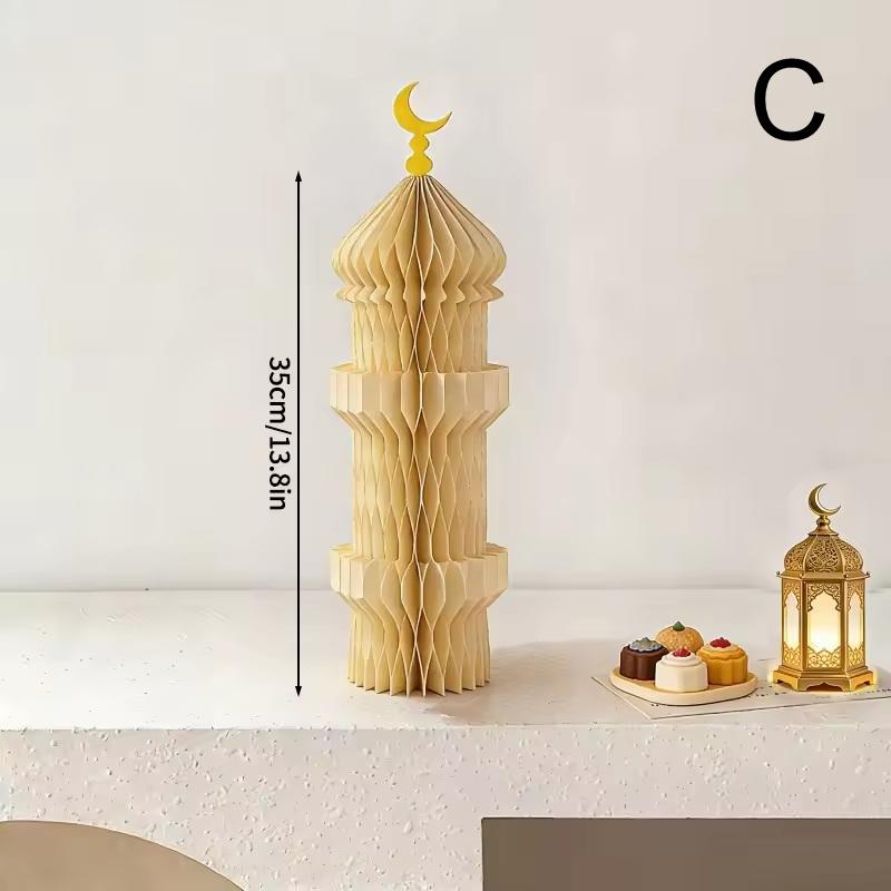 Ramadan Paper Art Desktop Decoration Castle Decoration 3D Honeycomb Castle Eid Al Fitr Party Stars Castle Party Products Gifts