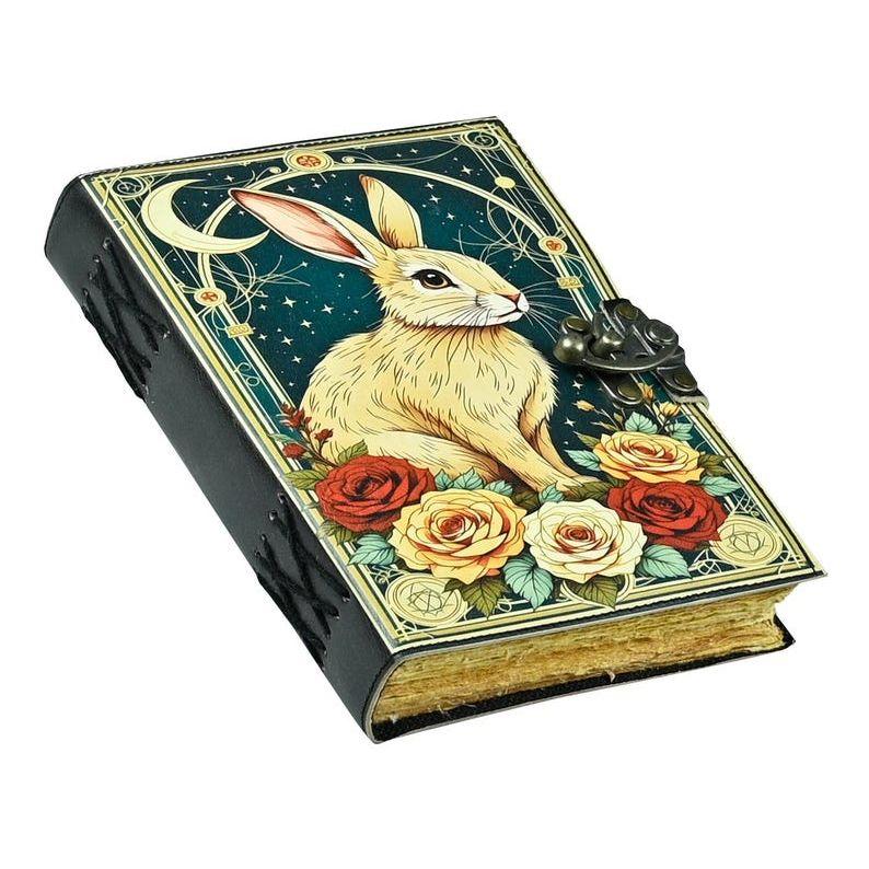 

Bunny Rabbit Leather Grimoire Journal: Handmade Deckle Edge Paper 7 x 5 in