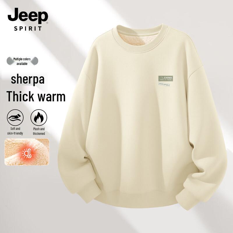 

JEEP SPIRIT Men s 2025 Autumn/Winter Lambswool Fleece Lined Sweatshirt M (170)