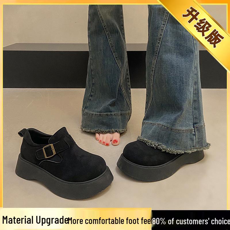 Yang Mi Style Women's Platform Loafers: 2025 Autumn Slip-On, Versatile Birkenstock-Inspired Shoes, Size 34