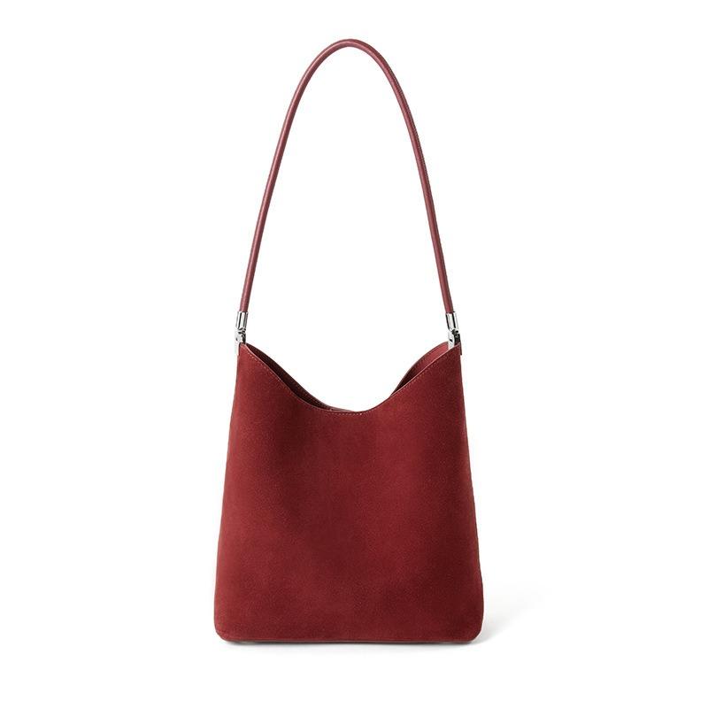 Hot-selling Bags Women's Autumn and Winter New High-mercerized Matte Cowhide Bucket Bag Retro Commuter Shoulder Bag