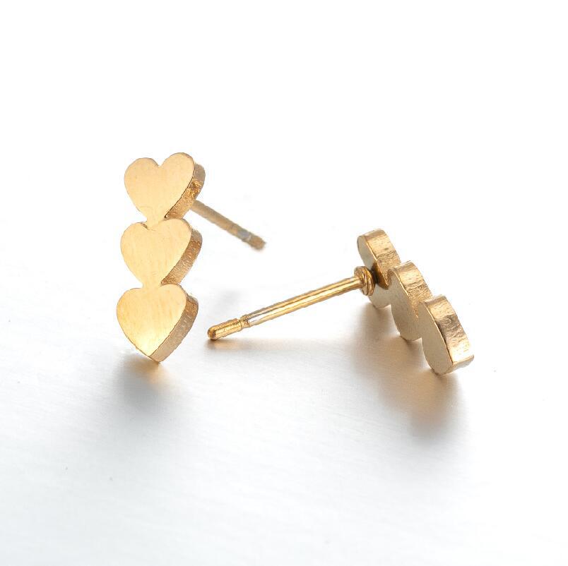 Minimalist Stainless Steel Heart & Sunflower Star Stud Earrings - "I Love You" Gesture