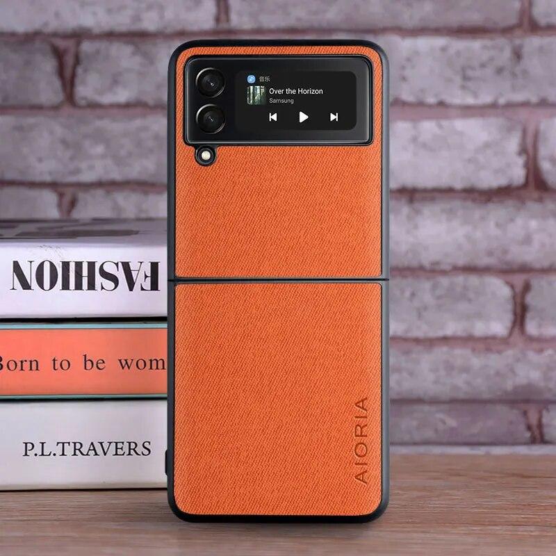 Case for Samsung Galaxy Z Flip 4 3 5G Flip3 Flip4 coque Luxury textile Leather cover funda for samsung galaxy z flip 4 case capa