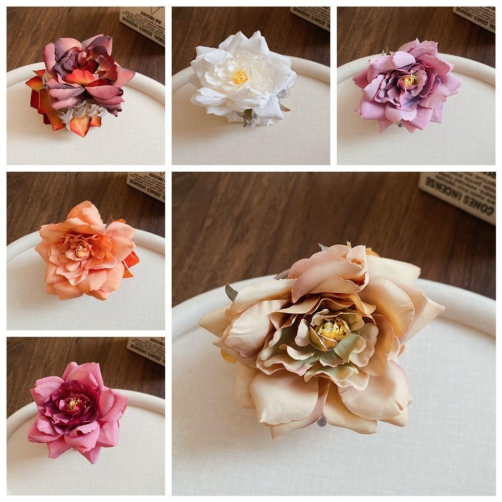Cloth Rose Shark Clip Korean Style Seaside Vacation Headwear Simulated Flower Hair Claw  Women