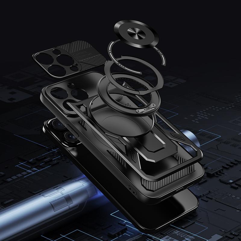 Magsafe Magnetic 360 ° Rotating Metal Car Bracket Ring Armor Phone Case For iPhone 16 Pro Max 14 11 12 13 15 Pro Max Back Cover