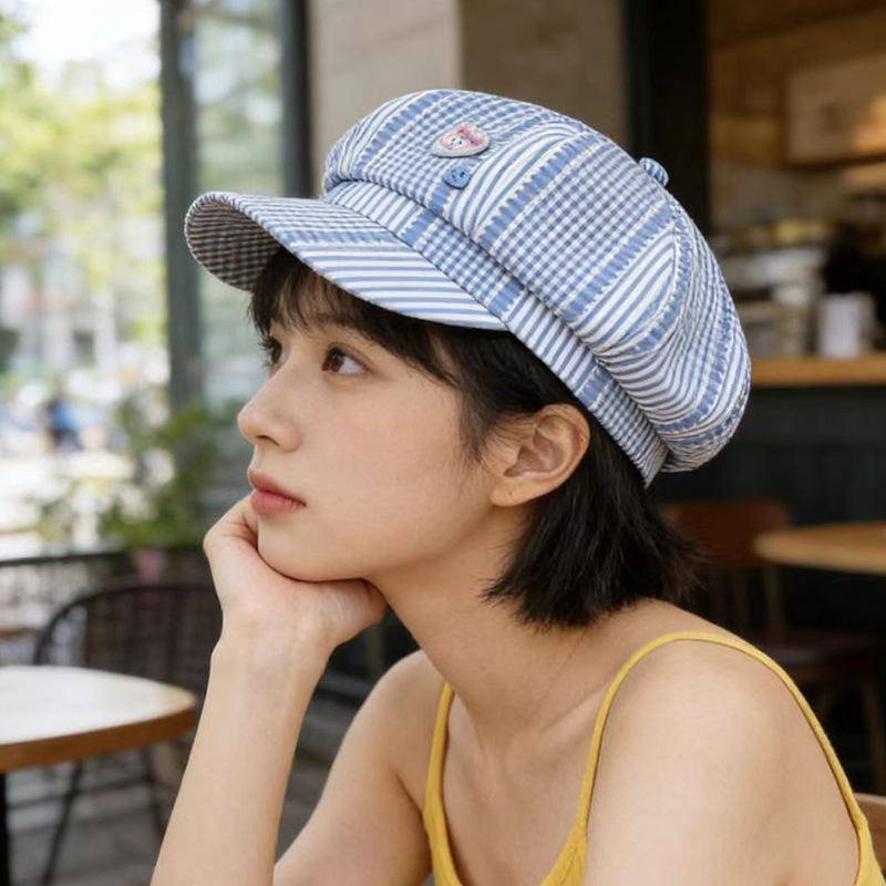 Octagonal Hat Female Spring and Summer Dopamine Cute Bud Hat Versatile Face Little Painter Hat