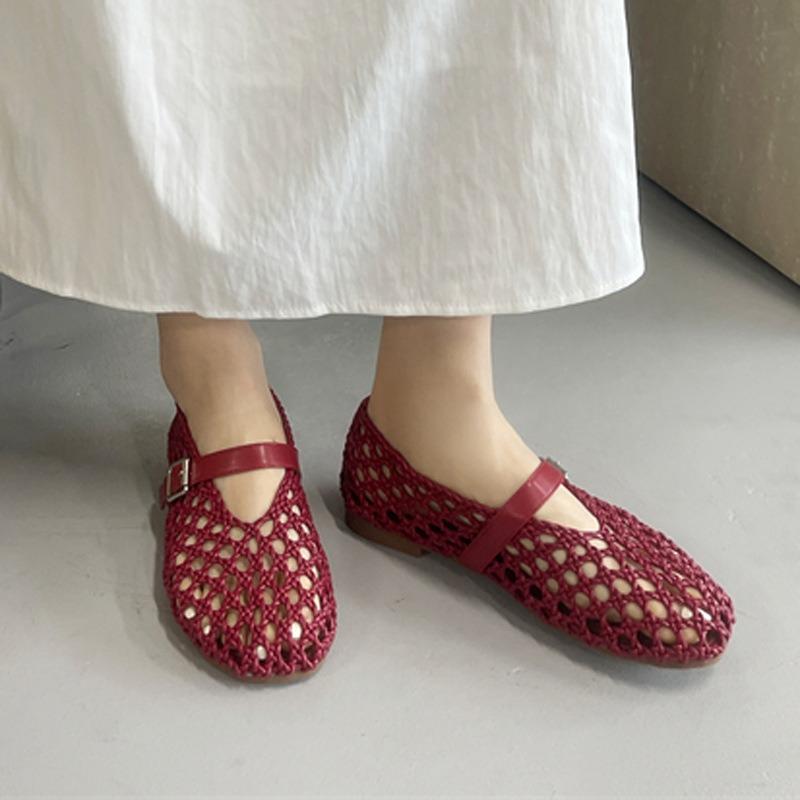 Scarpe Mary Jane donna autunno nuovo maglia studente fondo piatto punta rotonda traspirante parola con bocca bassa vuote scarpe singole