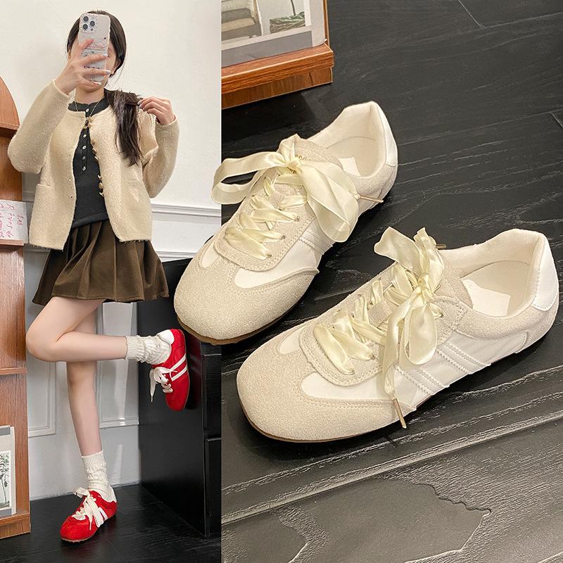 Versatile Korean Retro Summer Niche Ballet Training Shoes Women's 2025 New Flat-bottomed Sports and Leisure Shoes Board Shoes
