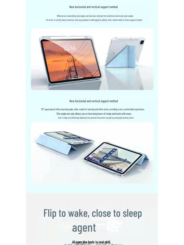 Samsung Galaxy Tab S9 Protective Case: 3+Y Fold, Transparent Acrylic, Full Coverage