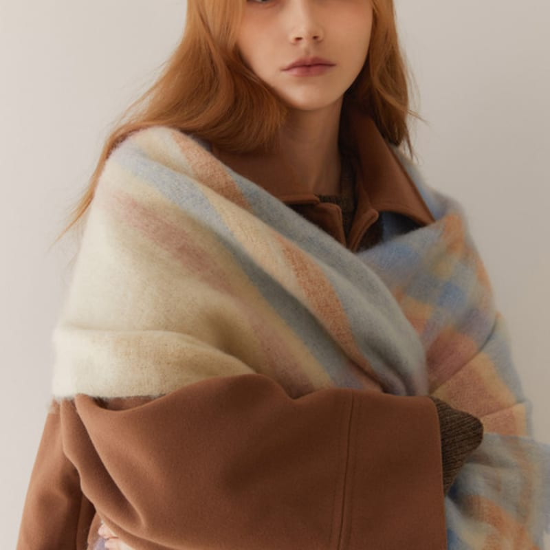 

J.LARUEN Soft Check Muffler (6 Colors) Green Purple