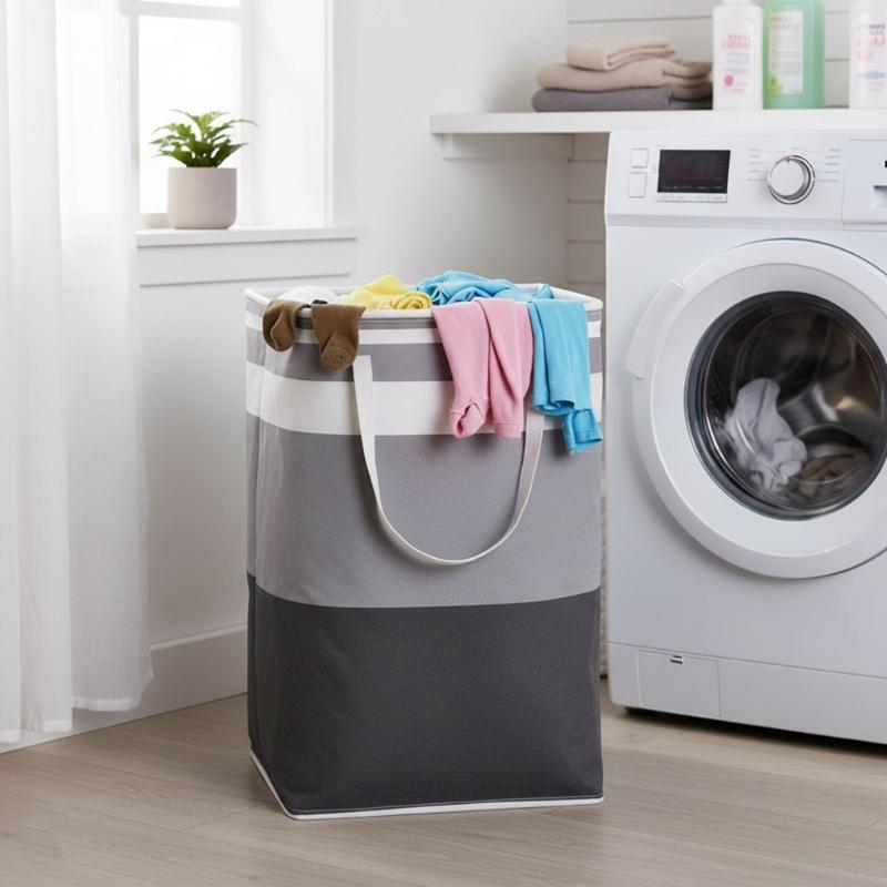 2 Piece Foldable Cloth Laundry Hamper 75L Practical Carrying Handles Space Saving Storage Solution for Bedroom
