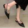 Nové letní luxusní dámské párty sandály 2025, sexy černé s nízkým podpatkem, módní a všestranné dámské boty
