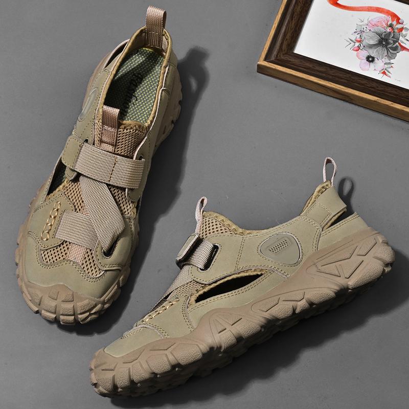 Fashion Comfort Men Mesh Sandals Lightweight Summer Shoes Outdoor Quick-Dry Wading Aqua Shoes Non-Slip Travel Beach Flats  Daily Sandals