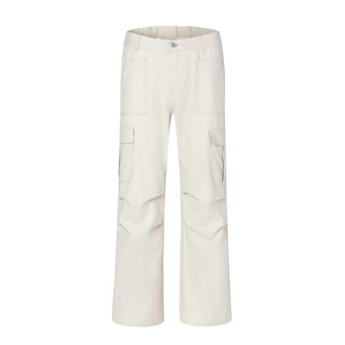 American Spring and Autumn Premium Folded Overalls Men's Guochao Straight Loose Tooling Casual Long Pants