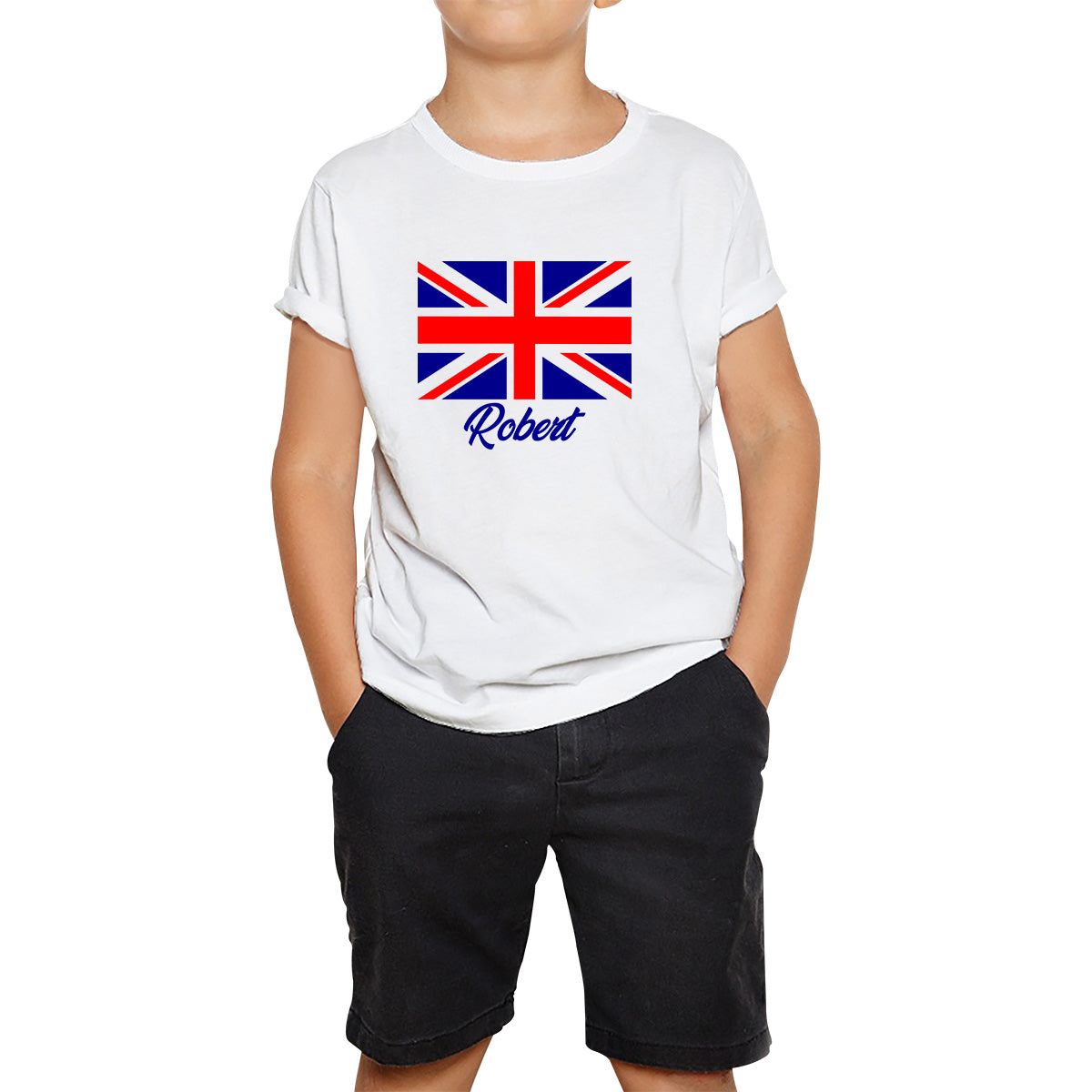 

Personalised UK United Kingdom Flag Your Name Great Britain Union Jack Patriotism Proud British Citizen Long Live UK Forever Kids T Shirt 100