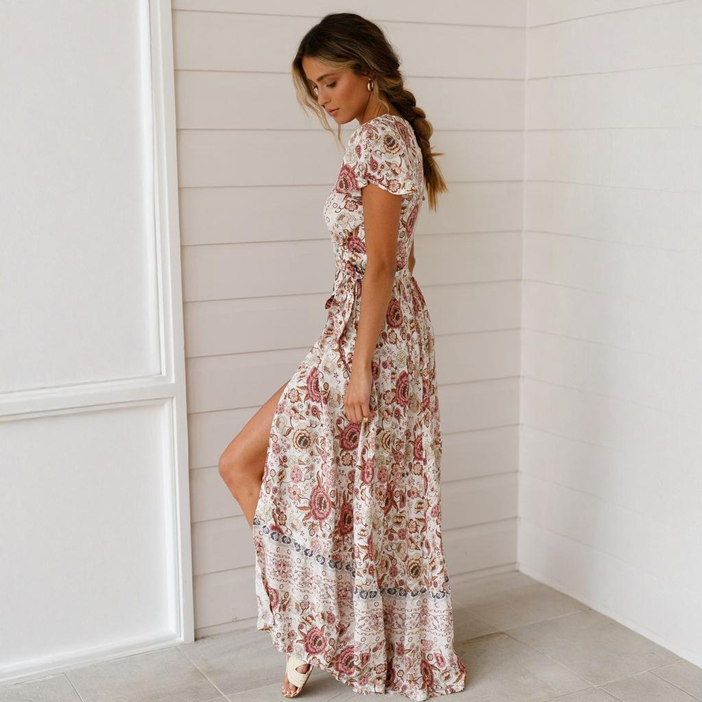 Fashionable Women's Leisure  Vacation Printed Dress Sexy Long Skirt For Women