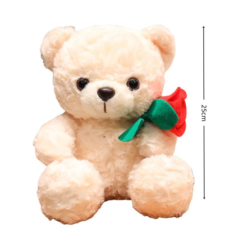 Cartoon Niedlicher sitzender Bär Plüschtier Kuscheltier Valentinstag Rose Herz Tier Bär Puppe Freundin Geburtstagsgeschenk