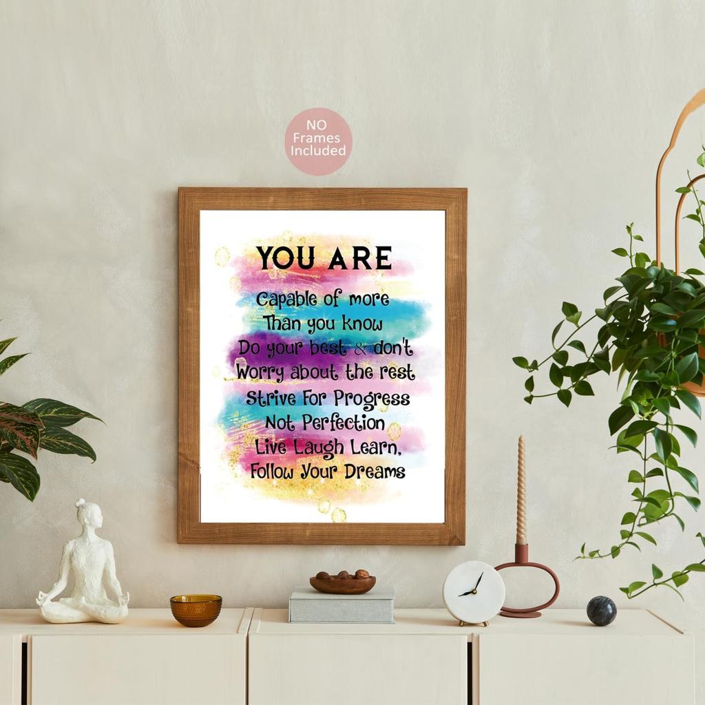 Pirational Positive Quotes Wall Decor Posters, Encouragement Gifts For Women Teens Girls Daughter, Affirmations Motivational Wall Art Prints For
