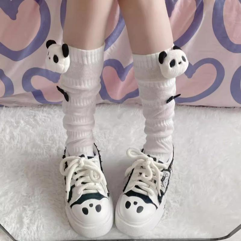 Lady Spring and Autumn Cute Cartoon Doll Panda In The Tube Pile Pile Socks