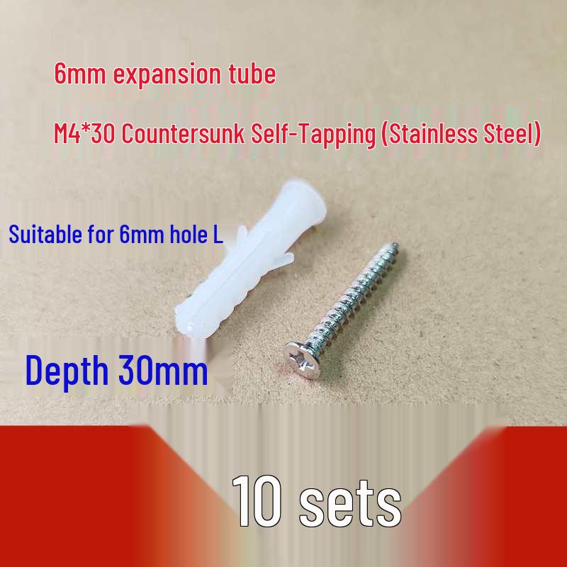White Plastic 6mm/8mm Expansion Tube with Stainless Steel Self-tapping Screws and Rubber Plug