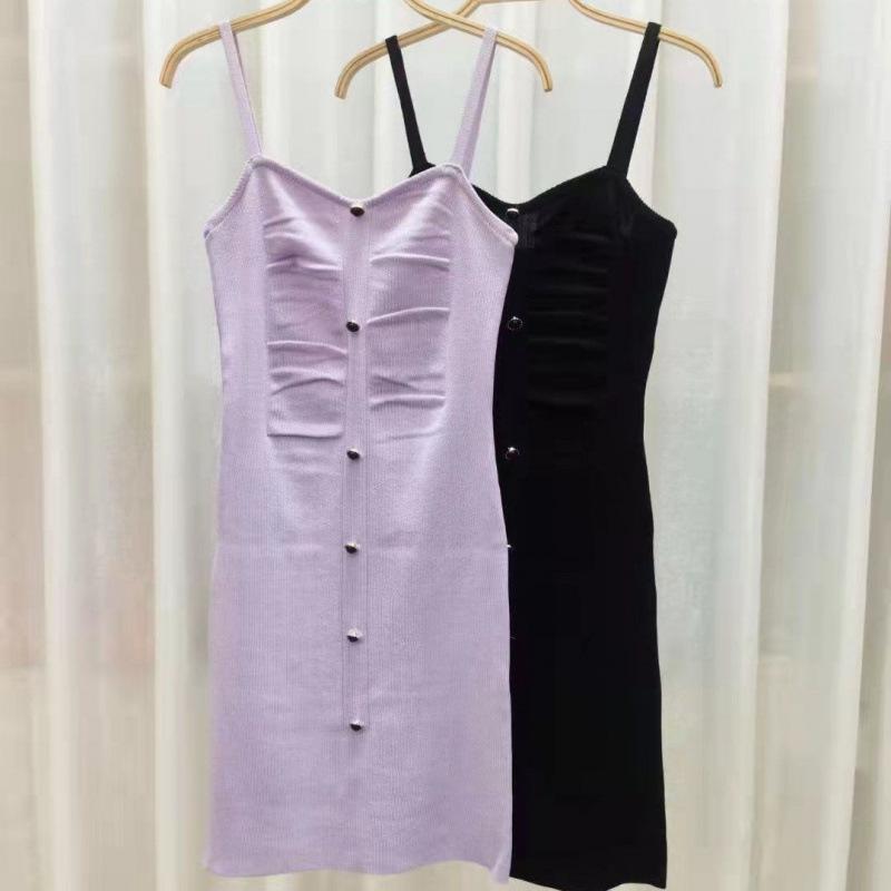 Pure Desire Knit Spaghetti Strap Mini Dress - Summer 2025 Purple Sleek Fit Small