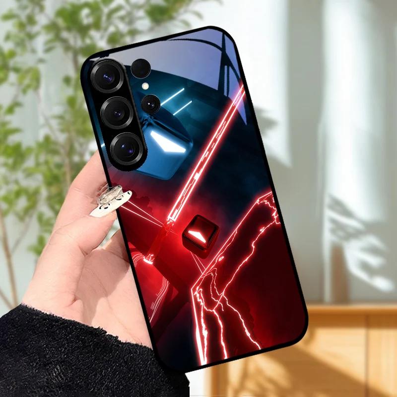 For Samsung S23 S24 Ultra Fashion Case S24 Plus / S23+ S24+ Hard PC Tempered Glass Phone Cover For Galaxy S23 FE Glass Protector