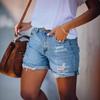 Casual Women's Vintage Wash Denim Shorts, Mid-rise Distressed Shorts with Rolled Hem, Comfortable Summer Shorts for Daily & Leisure