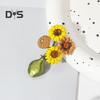 Women Brooch Sunflower Vase Shape Retro Enamel Anti-slip Polished Coat Collar Bag Scarf Hat Decoration Clothes Pin Party Banquet Clothing Jewelrys